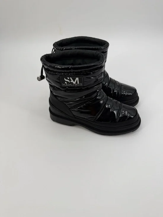 SAM EDELMAN Carlton Leather Trimmed Puffer Snow Boots Glossy Black Size 8.5 - Picture 12 of 16